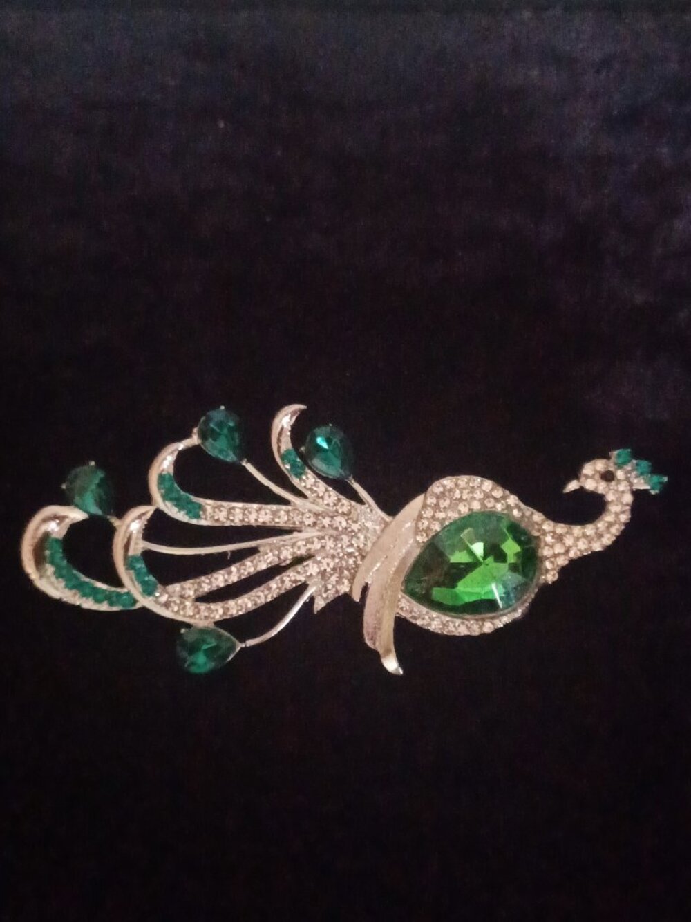 Peacock Green & Clear 3" Brooch